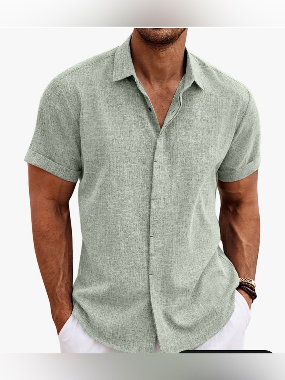 New COOFANDY Men's Linen Blend Short Sleeve Shirt, size XL NWT